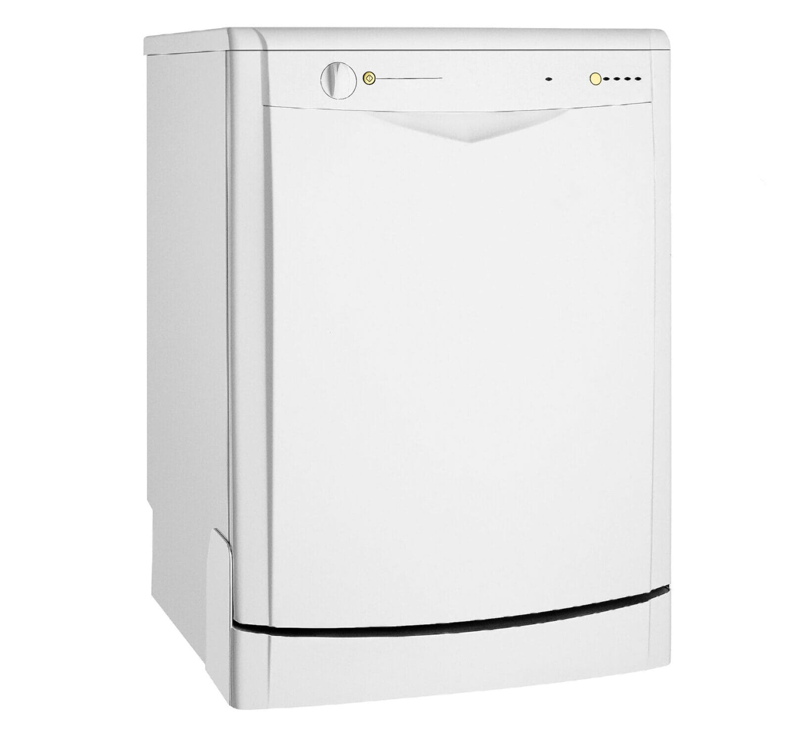Modern freestanding dishwasher isolated on white